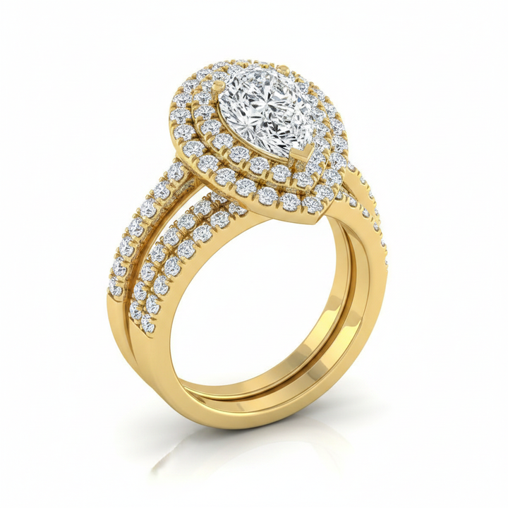The Whitney Matching Wedding Band, Pear in 18K Yellow Gold | RockHer