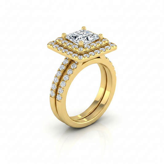 The Whitney Matching Wedding Band, Princess in 18K Yellow Gold