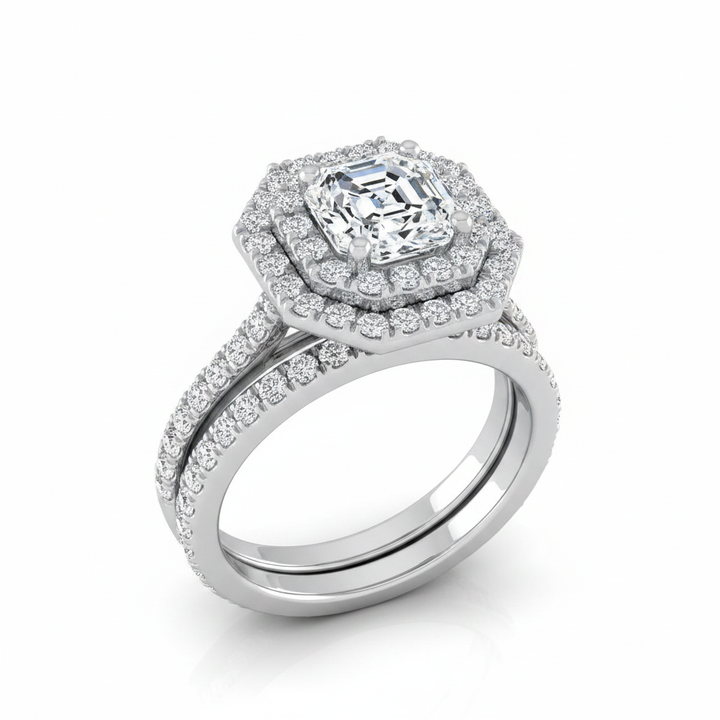 The Whitney Matching Wedding Band, Asscher in Platinum | RockHer