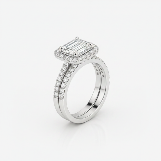 The Whitney Matching Wedding Band, Emerald in Platinum