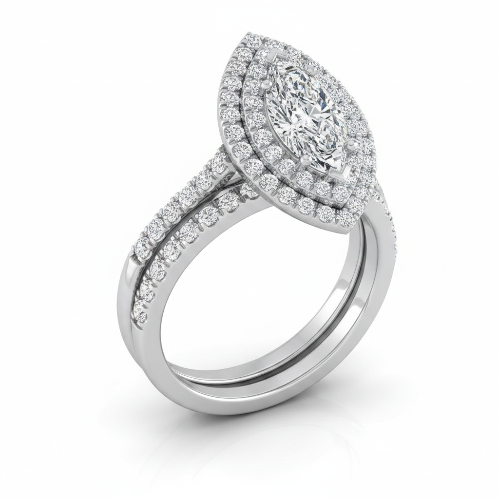 The Whitney Matching Wedding Band, Marquise in Platinum