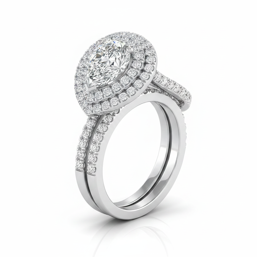 The Whitney Matching Wedding Band, Pear in Platinum