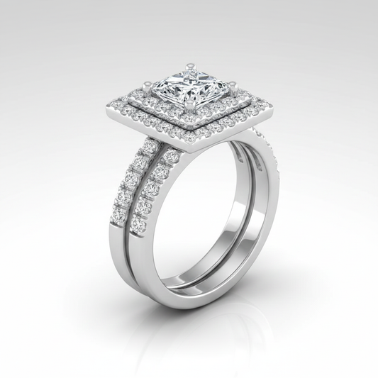 The Whitney Matching Wedding Band, Princess in Platinum