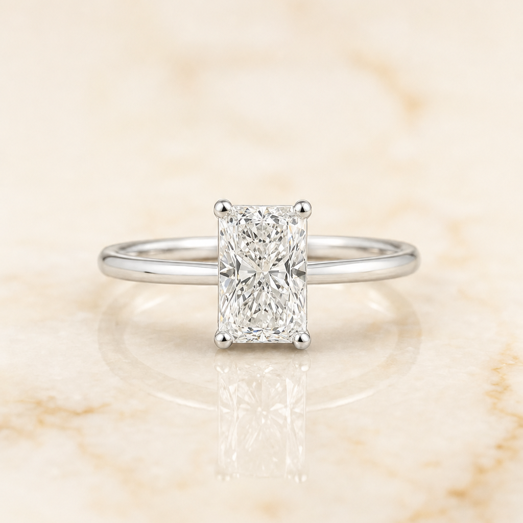 The Eartha radiant engagement ring setting in Platinum | RockHer