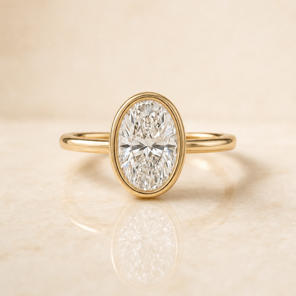 The Agnes oval engagement ring setting in 18K Yellow Gold | RockHer