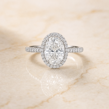 The Dylan Petite French Pavé Halo Oval Engagement Ring Setting in Platinum