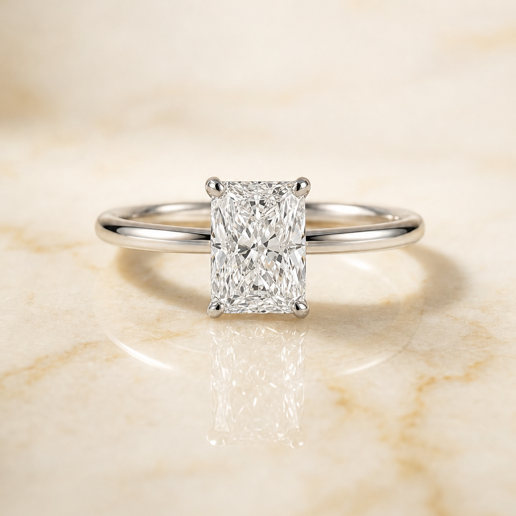 The Eartha radiant engagement ring setting in 18K White Gold | RockHer