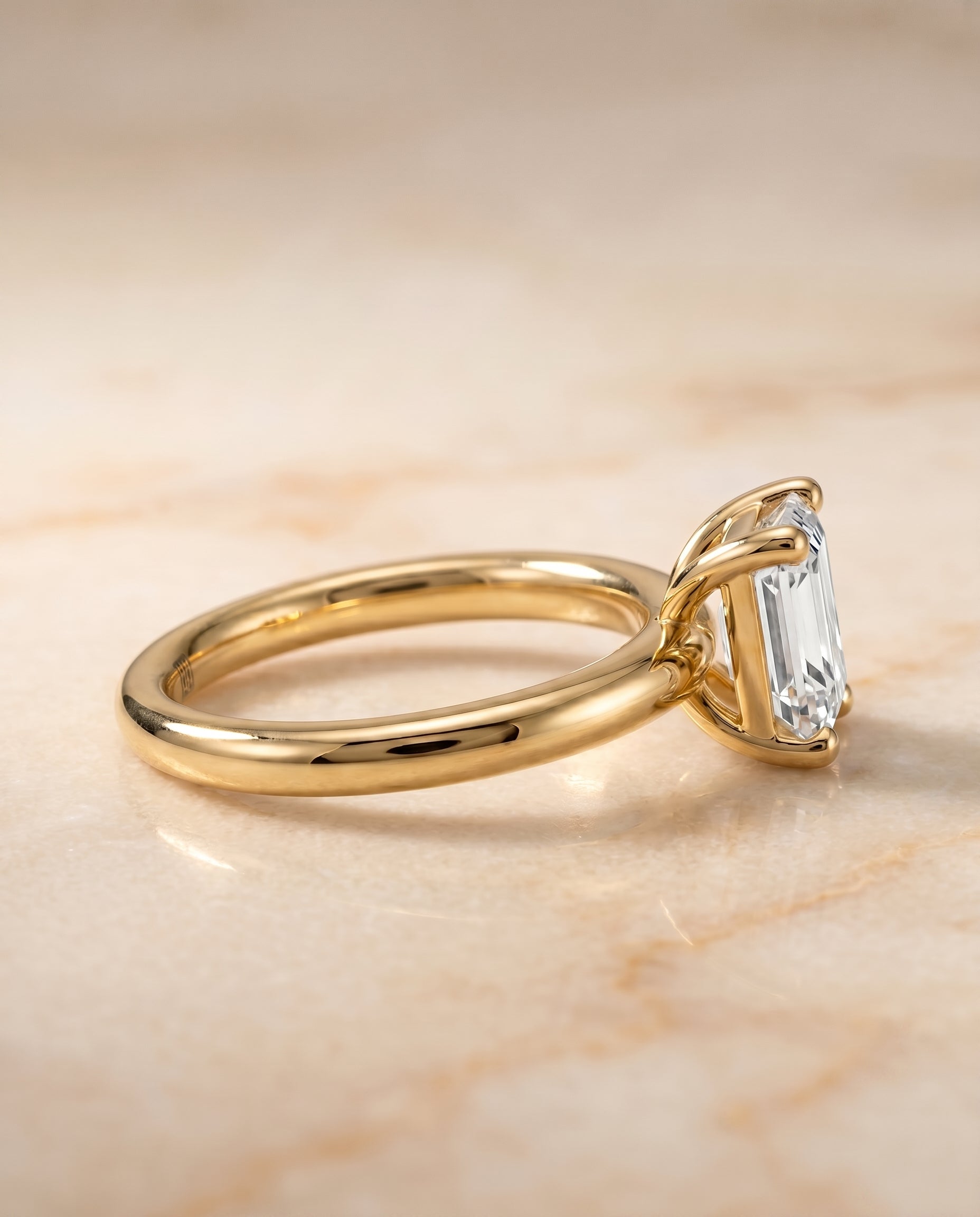 The Tori setting for emerald diamonds, made to order in 18K Yellow Gold | RockHer