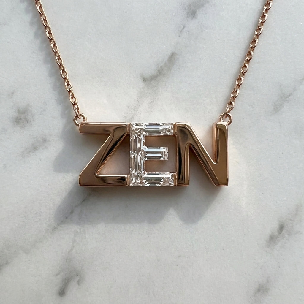 ZEN lab-grown diamond letter necklace in 14K Rose Gold