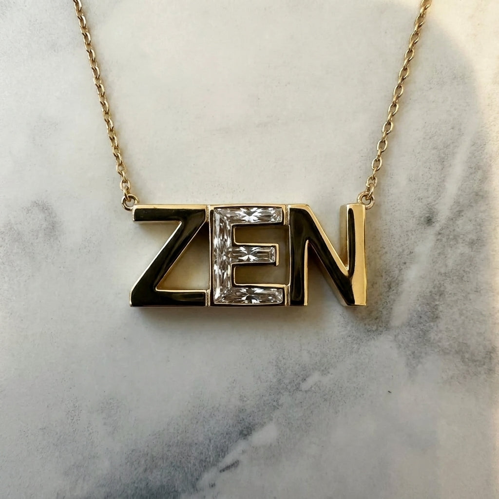 ZEN lab-grown diamond letter necklace in 14K Yellow Gold