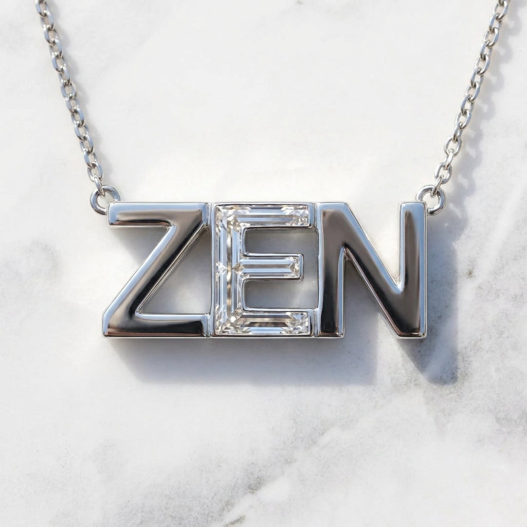 ZEN lab-grown diamond letter necklace in Platinum