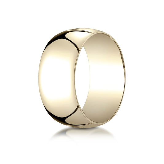 14k Yellow Gold 10mm Slightly Domed Traditional Oval Ring