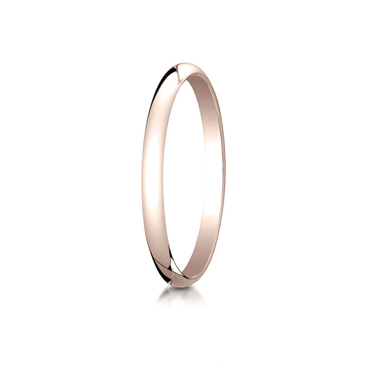 14k Rose Gold 2.0 Mm Slightly Domed Traditional Oval Ring