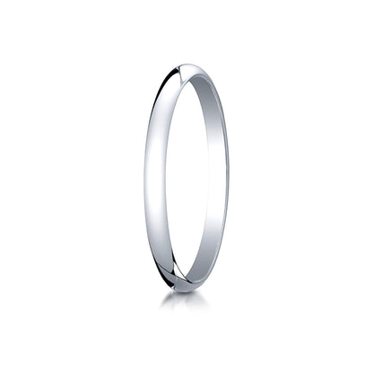 14k White Gold 2.0 Mm Slightly Domed Traditional Oval Ring