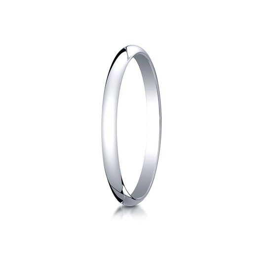 18k White Gold 2.0 Mm Slightly Domed Traditional Oval Ring