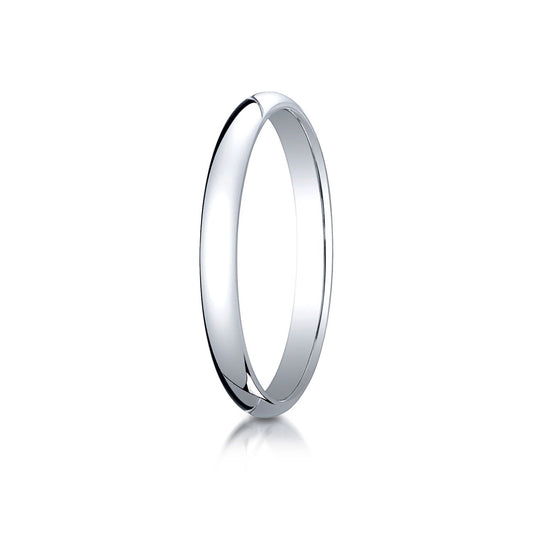 14k White Gold 2.5 Mm Slightly Domed Traditional Oval Ring