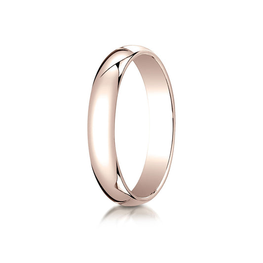 14k Rose Gold 4mm Slightly Domed Traditional Oval Ring