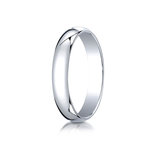 14k White Gold 4mm Slightly Domed Traditional Oval Ring