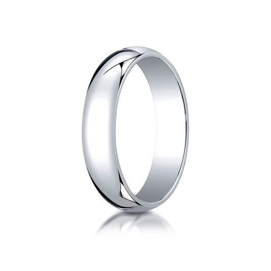 14k White Gold 5mm Slightly Domed Traditional Oval Ring