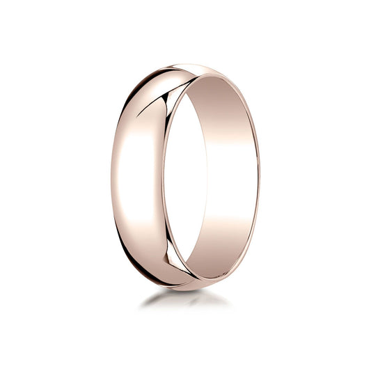 14k Rose Gold 6mm Slightly Domed Traditional Oval Ring