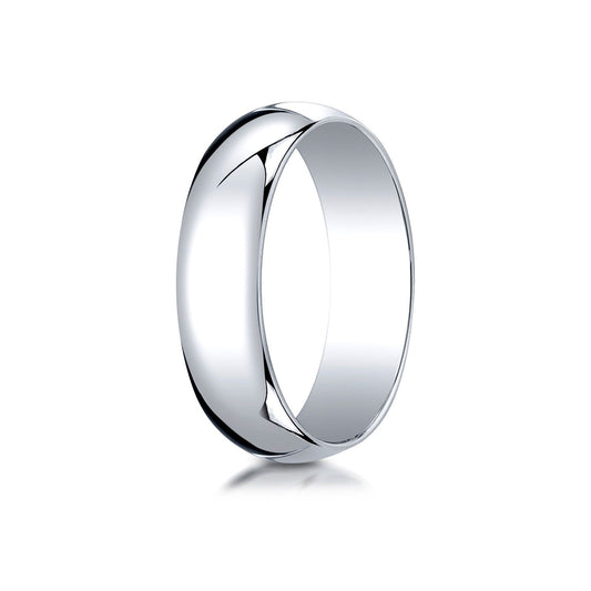 14k White Gold 6mm Slightly Domed Traditional Oval Ring
