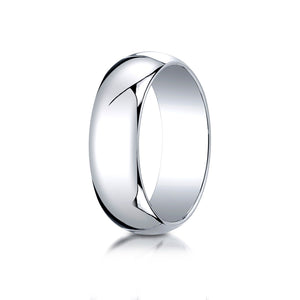 7mm Slightly Domed Traditional Oval Wedding Band, in 14K White Gold | RockHer