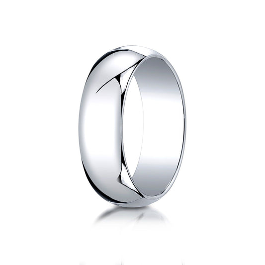 14k White Gold 7mm Slightly Domed Traditional Oval Ring