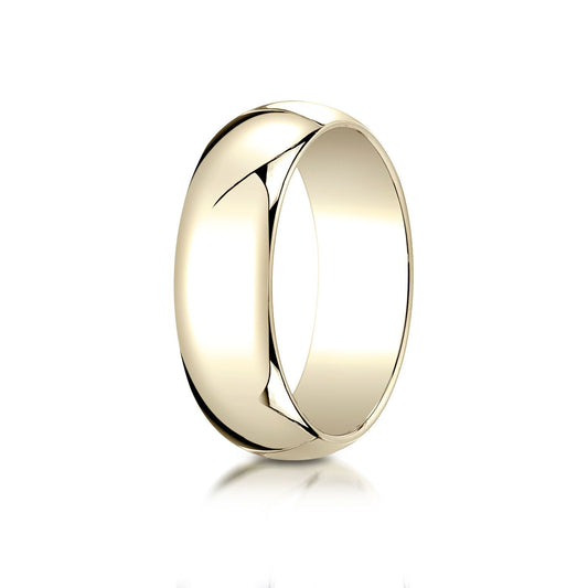 14k Yellow Gold 7mm Slightly Domed Traditional Oval Ring