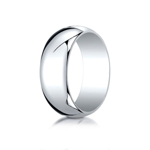 8mm Slightly Domed Traditional Oval Wedding Band, in 14K White Gold | RockHer