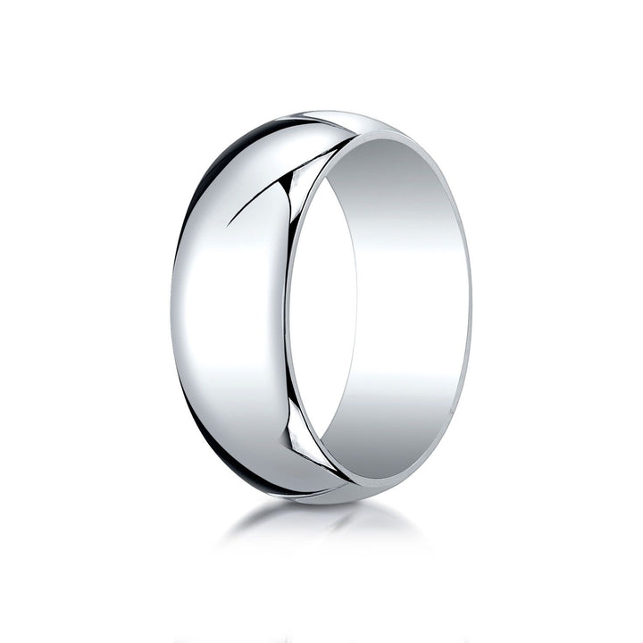 8mm Slightly Domed Traditional Oval Wedding Band, in 14K White Gold | RockHer