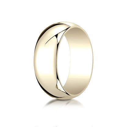 14k Yellow Gold 8mm Slightly Domed Traditional Oval Ring