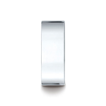 14k White Gold 8 Mm Traditional Flat Ring