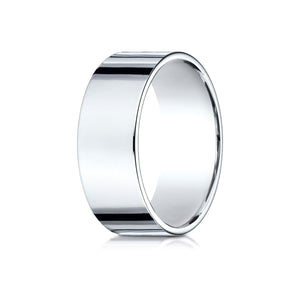 8mm Traditional Flat Wedding Band, in 14K White Gold | RockHer