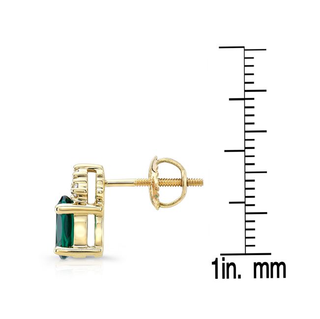 Diamond And Emerald Earrings In 14k Yellow Gold
