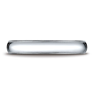 4mm Slightly Domed Traditional Oval Milgrain Wedding Band, in Platinum | RockHer