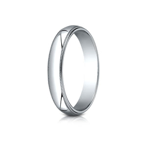 4mm Slightly Domed Traditional Oval Milgrain Wedding Band, in 14K White Gold | RockHer