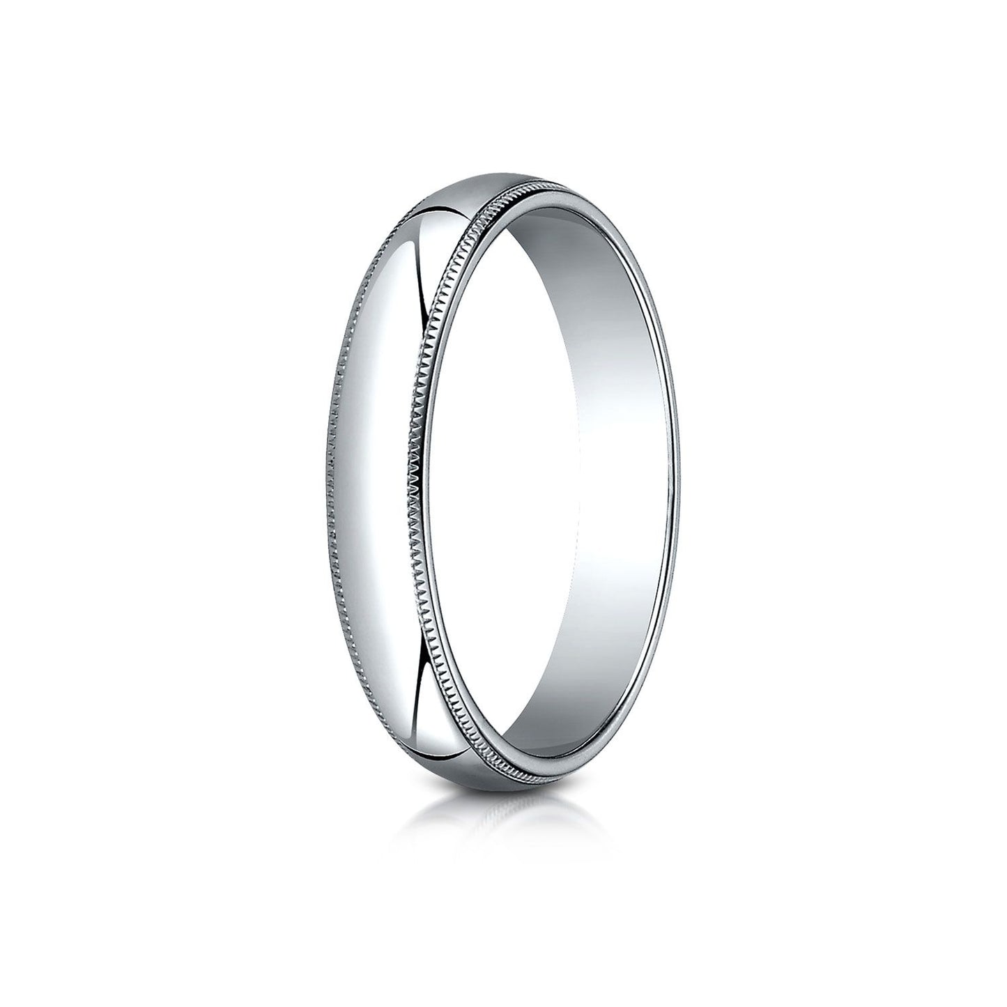 Platinum 4mm Slightly Domed Traditional Oval Ring With Milgrain