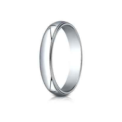 Platinum 4mm Slightly Domed Traditional Oval Ring With Milgrain