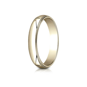 4mm Slightly Domed Traditional Oval Milgrain Wedding Band, in 18K Yellow Gold | RockHer