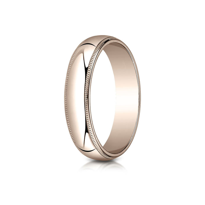 5mm Slightly Domed Traditional Oval Milgrain Wedding Band, in 14K Rose Gold | RockHer