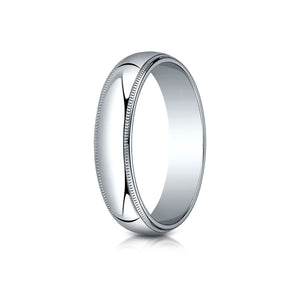 5mm Slightly Domed Traditional Oval Milgrain Wedding Band, in 14K White Gold | RockHer