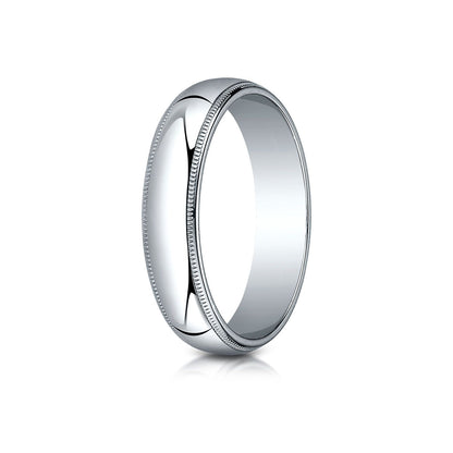 Platinum 5mm Slightly Domed Traditional Oval Ring With Milgrain