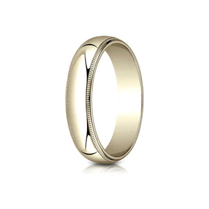 5mm Slightly Domed Traditional Oval Milgrain Wedding Band, in 14K Yellow Gold | RockHer
