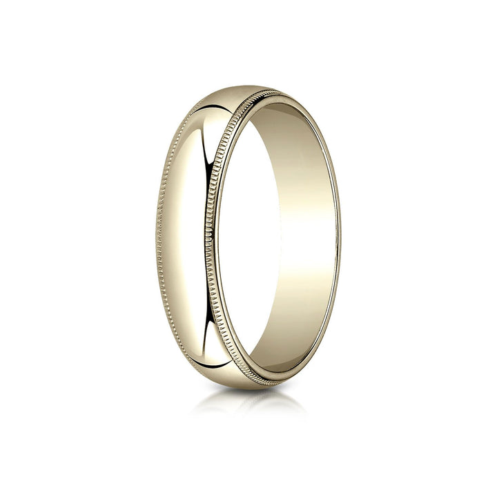 5mm Slightly Domed Traditional Oval Milgrain Wedding Band, in 14K Yellow Gold | RockHer