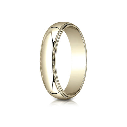 18k Yellow Gold 5mm Slightly Domed Traditional Oval Ring With Milgrain