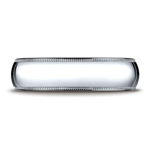 6mm Slightly Domed Traditional Oval Milgrain Wedding Band, in Platinum | RockHer