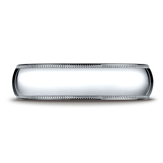 Platinum 6mm Slightly Domed Traditional Oval Ring With Milgrain