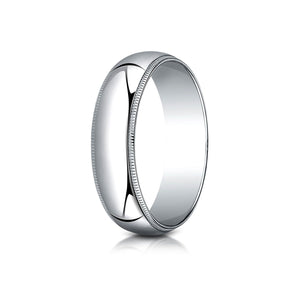 6mm Slightly Domed Traditional Oval Milgrain Wedding Band, in 14K White Gold | RockHer