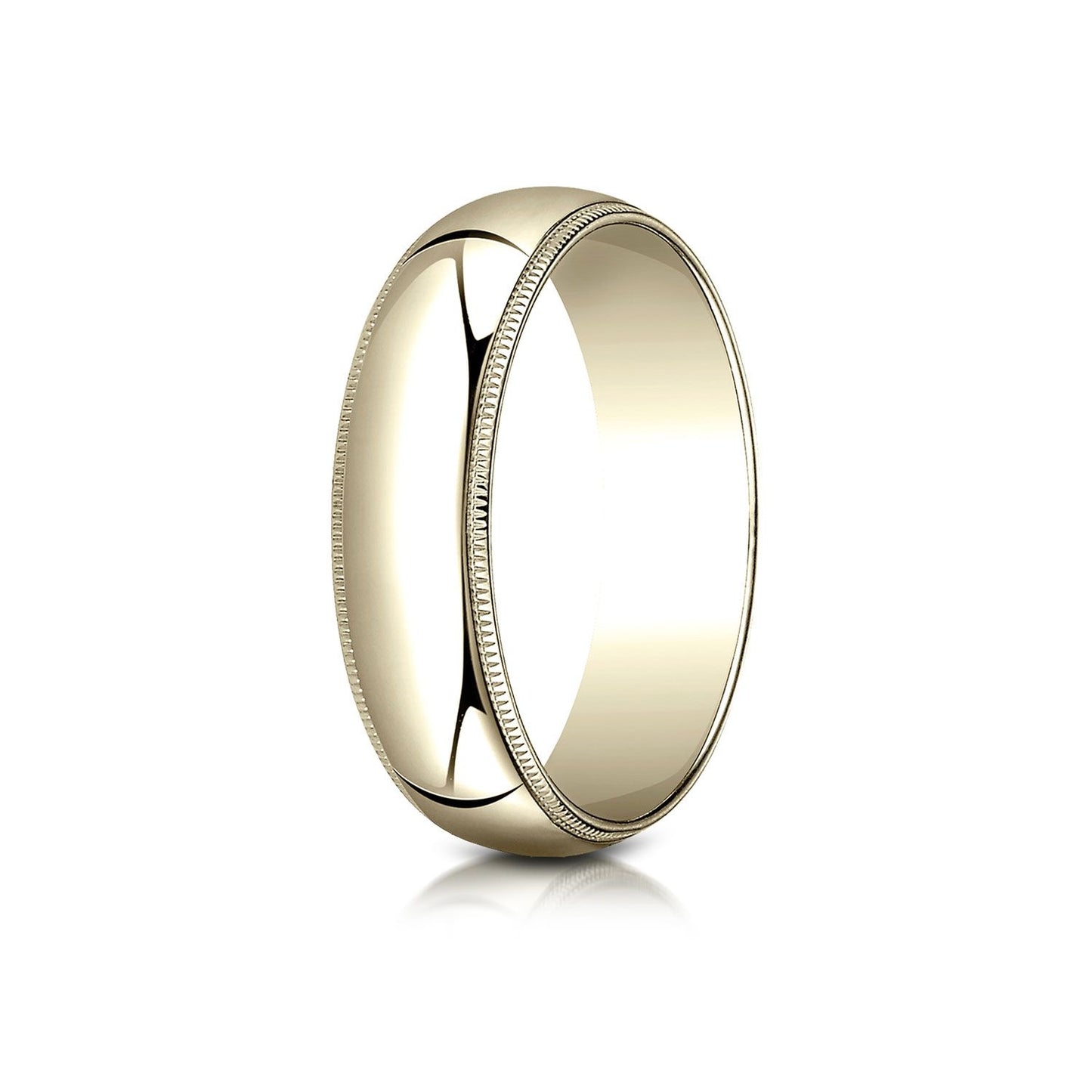 18k Yellow Gold 6mm Slightly Domed Traditional Oval Ring With Milgrain
