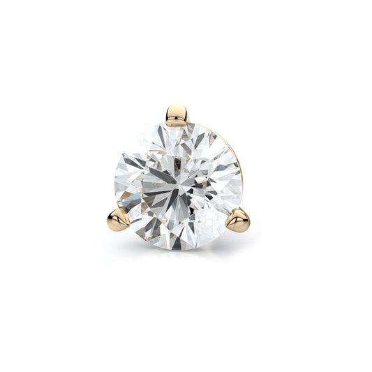 14k Yellow Gold 3-prong Martini Round Diamond Single Stud Earring 0.50ctw (5.0mm Ea), H-i Color, Vs Clarity